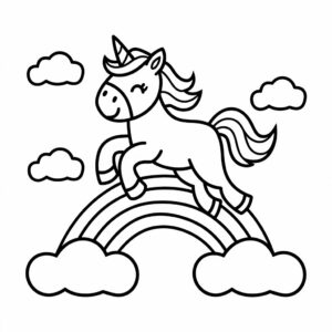 printen kleurplaten unicorn regenboog