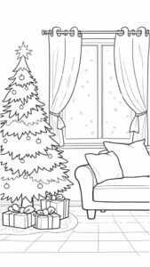 ausmalbild weihnachtsbaum mit geschenken