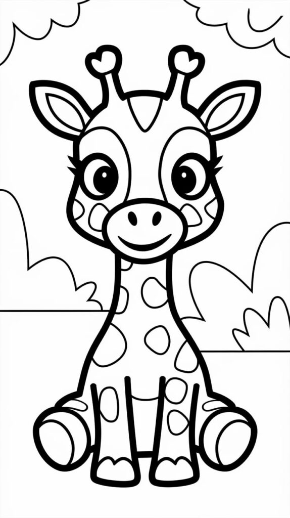 giraffe adult coloring page