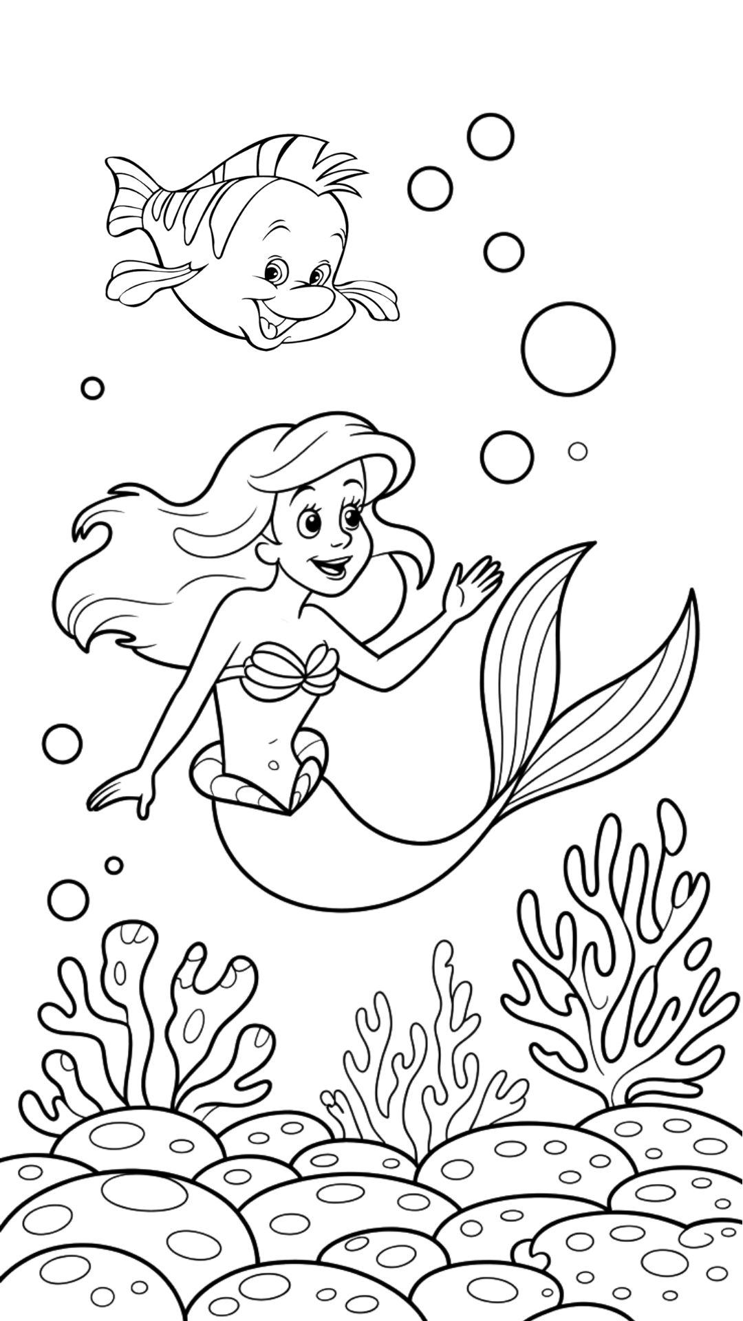 Ariel and her friends coloring page