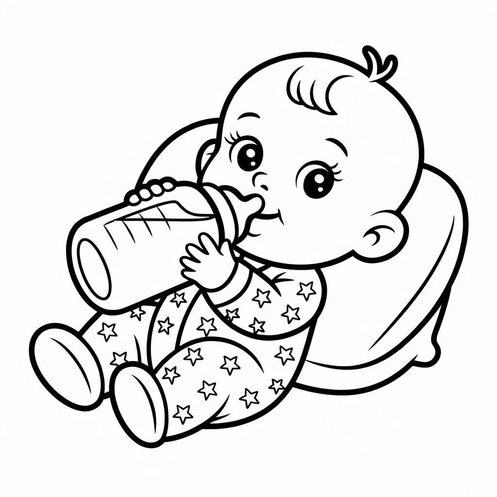 Bébé buvant du lait à imprimer