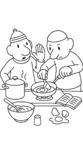 Buurman en Buurman in de keuken kleurplaat