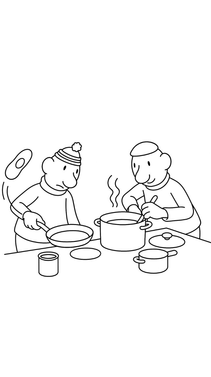 Buurman en Buurman in de keuken kleurplaten