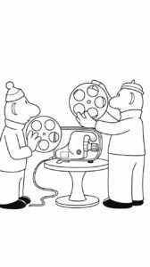 Buurman en Buurman met filmprojector kleurplaat