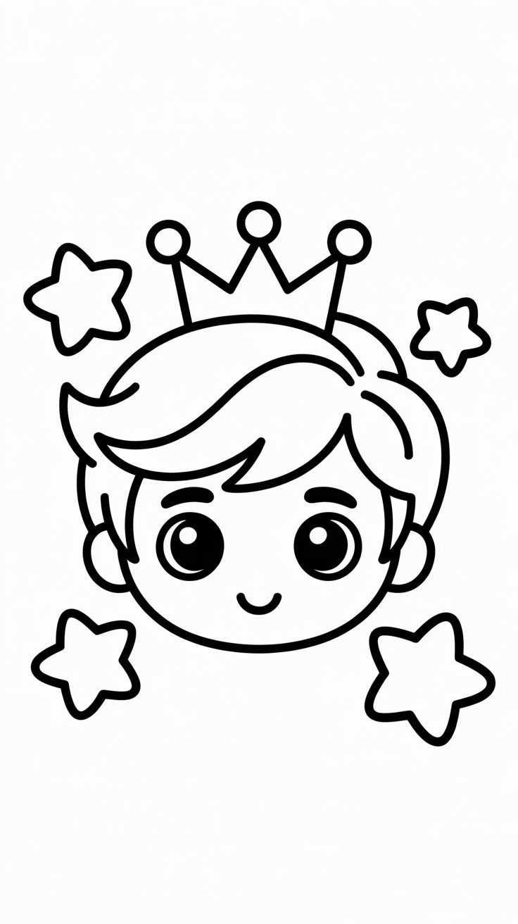 Chibi hoofd van prins gratis kleurplaat