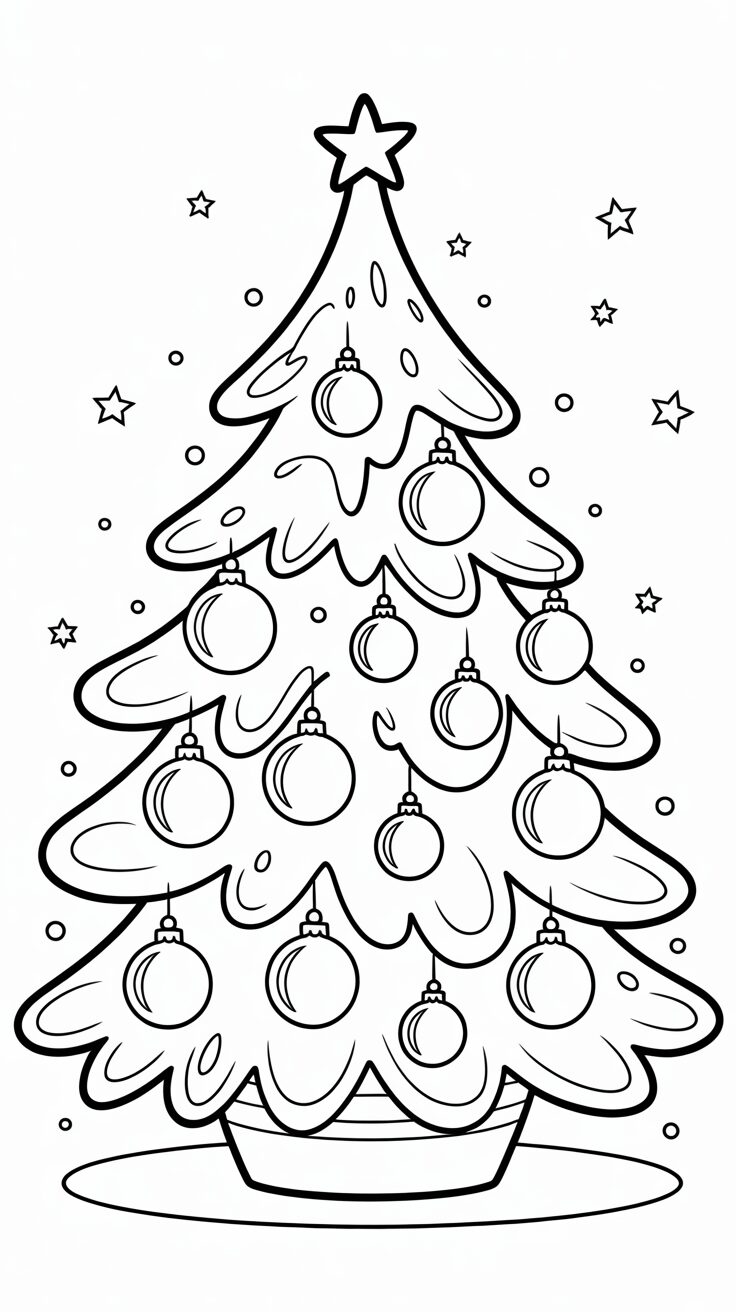 Colorare pallina sull’albero di Natale per bambini