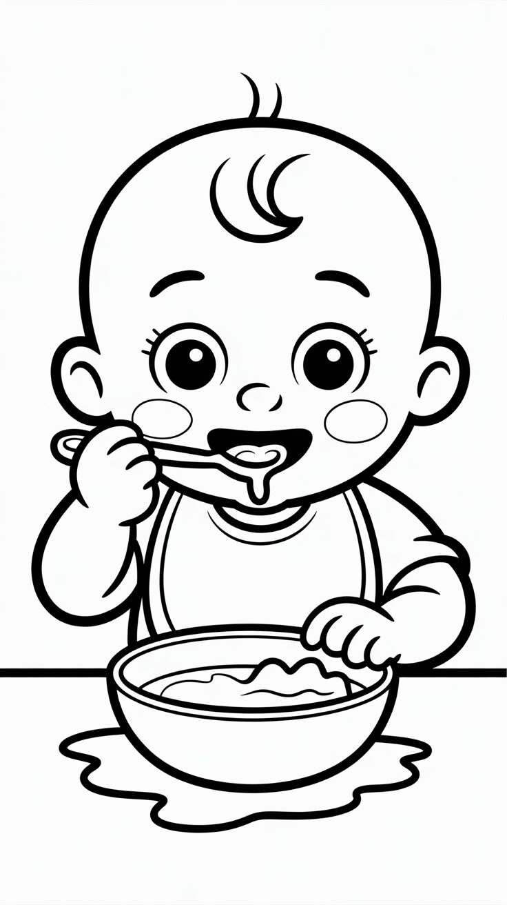 Dessins Bébé mangeant à télécharger