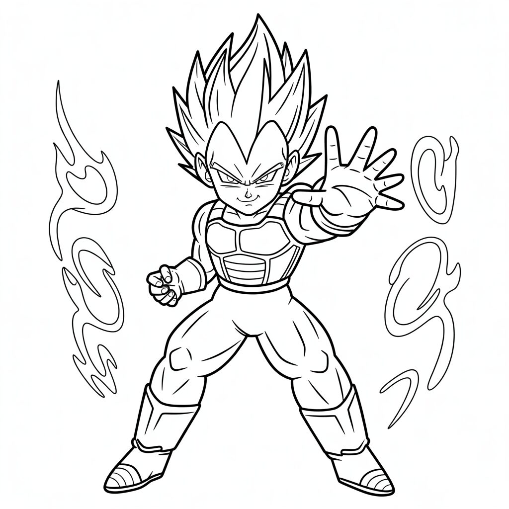 Download Vegeta in gevechtshouding tekening