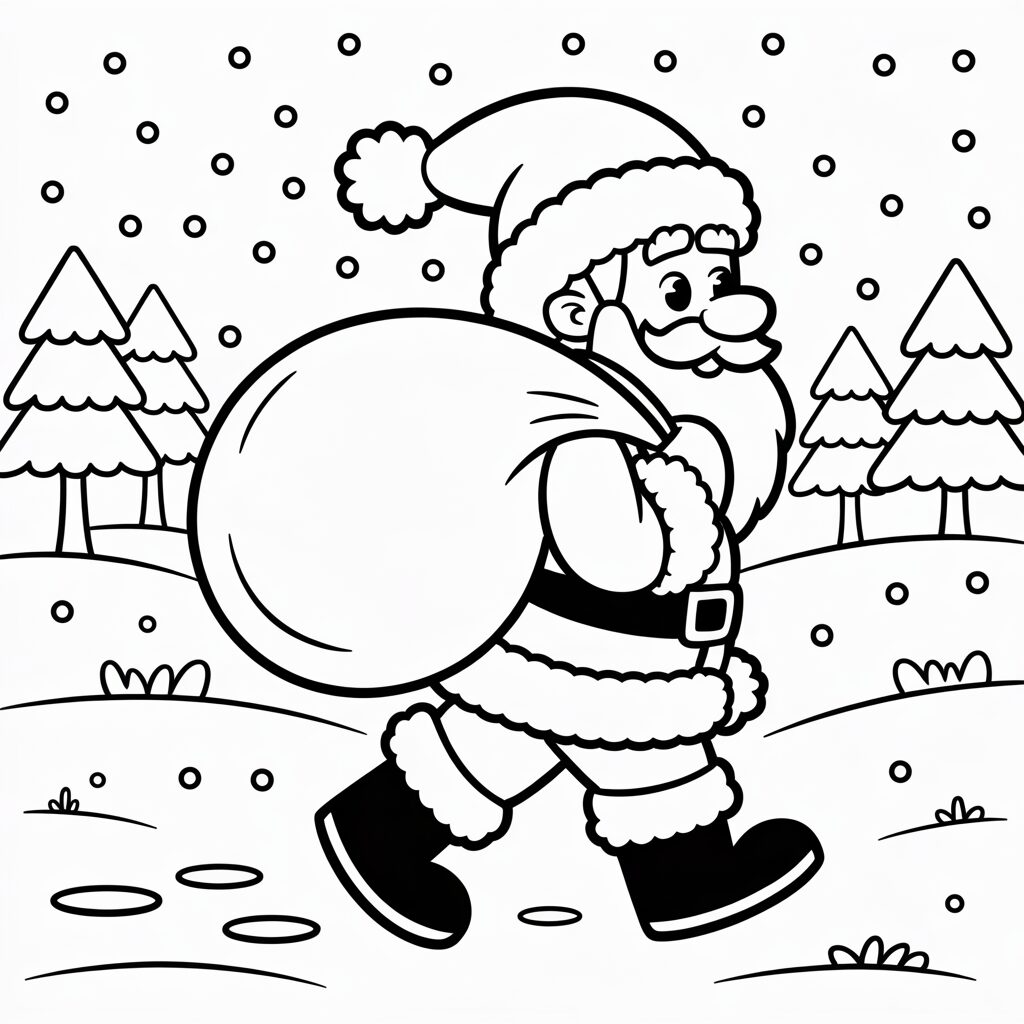 Download gratis Kerstman loopt door de sneeuw