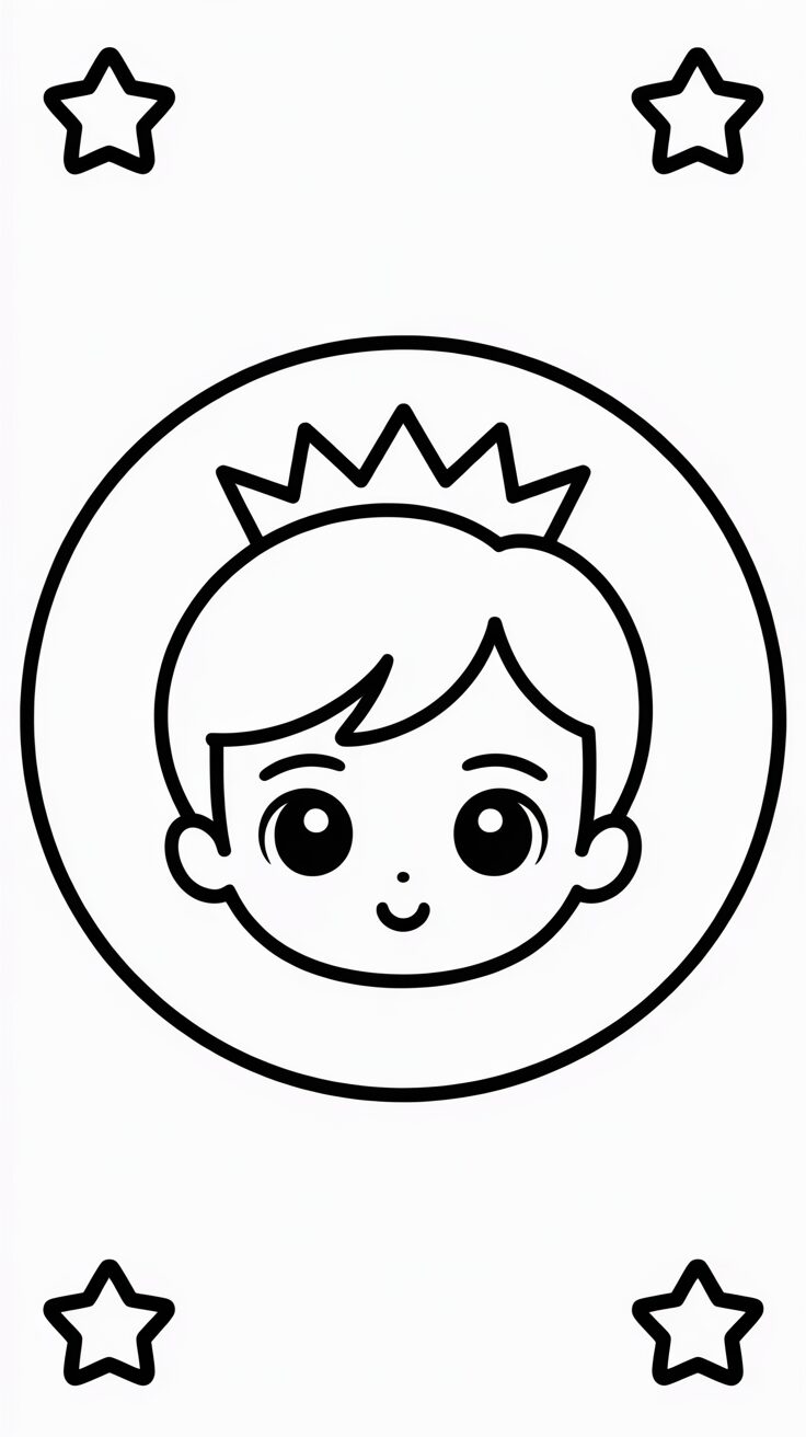 Eenvoudige kleurplaat chibi hoofd van prins