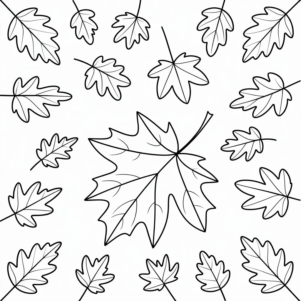 Fallende Blätter Ausmalbild zum Ausdrucken