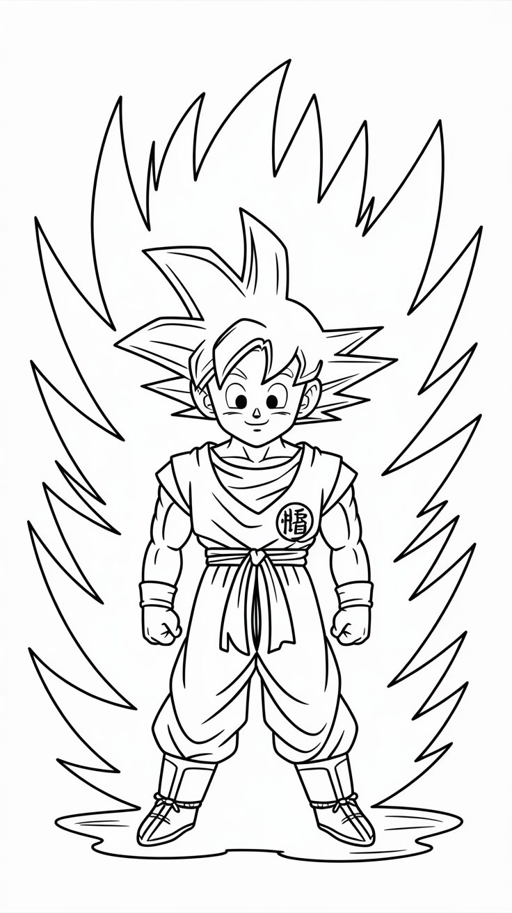 Goku die glimlacht kleurplaat gratis PDF