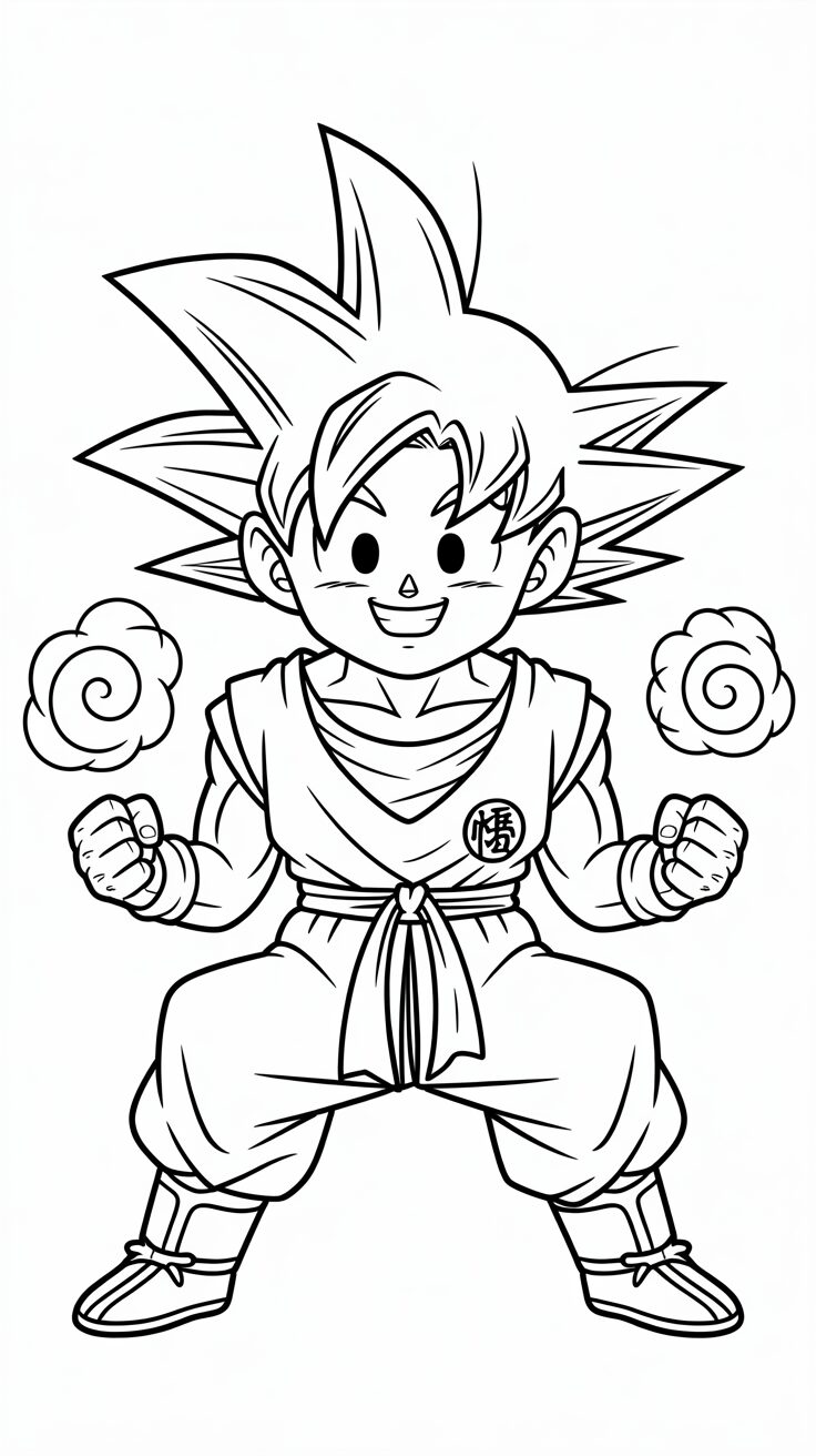 Goku die glimlacht – nu gratis te printen