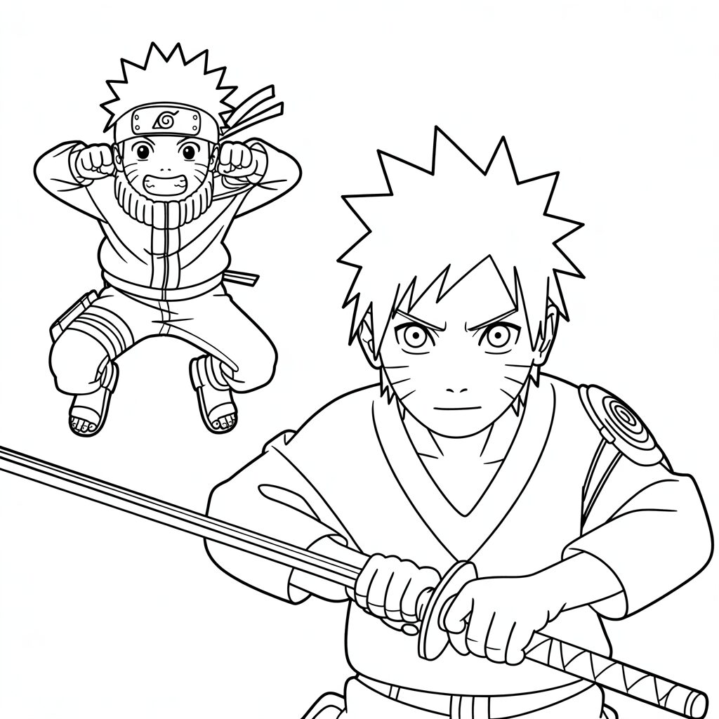 Gratis Naruto vs Sasuke kleurplaat download