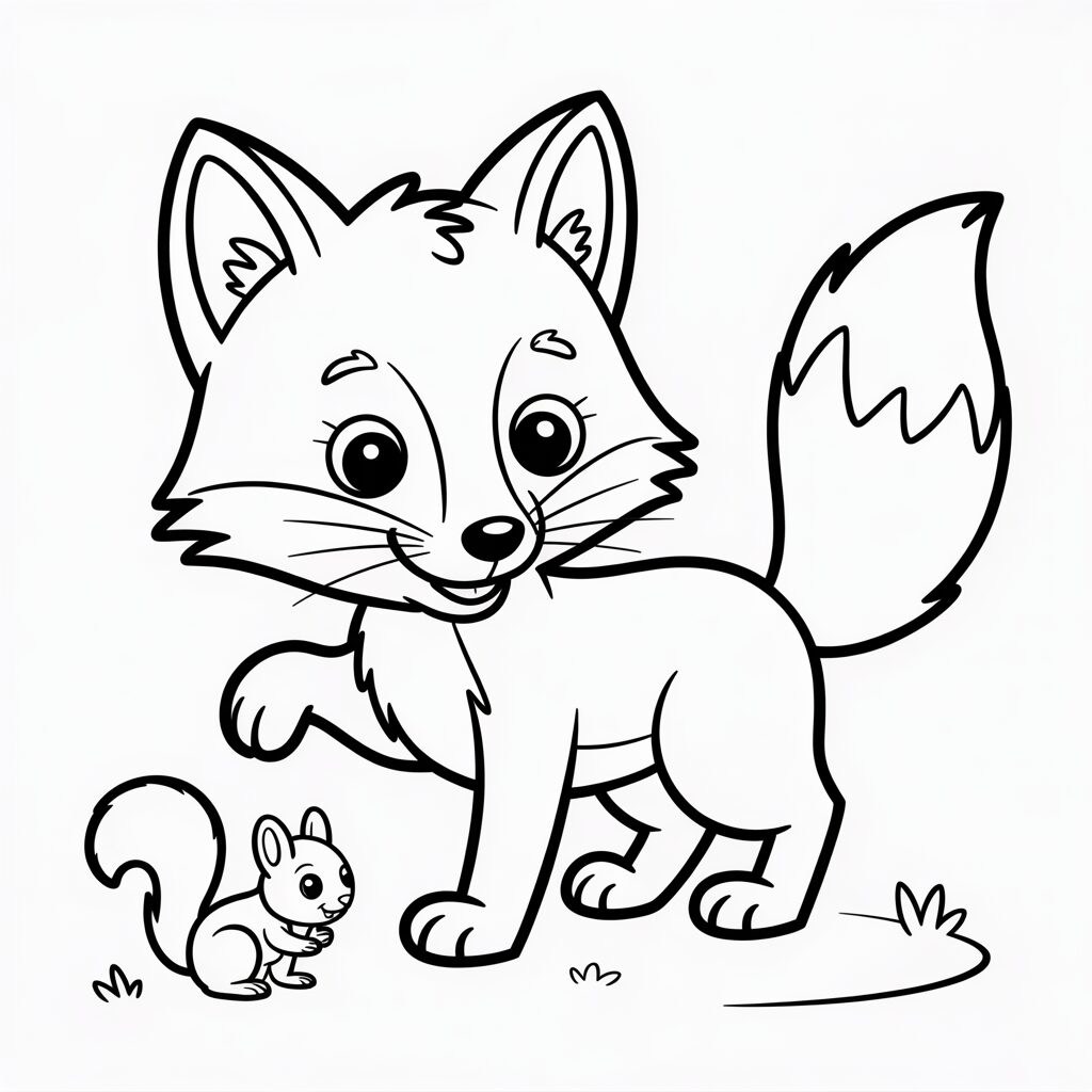 Gratis kleurplaat vos in het bos