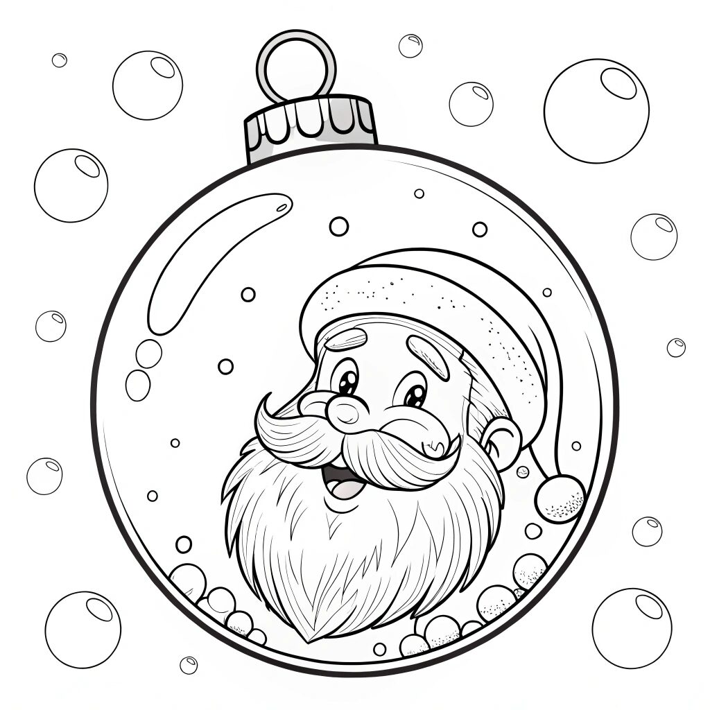 Immagine di pallina con Babbo Natale da colorare