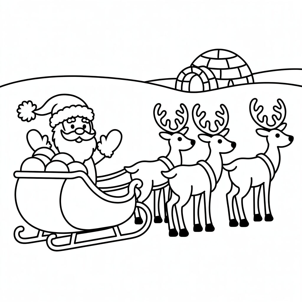 Inkleuren Kerstman met rendieren – nu gratis te downloaden