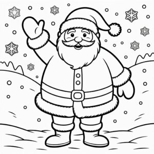 Kerstman in de sneeuw – gratis kleurplaat om te printen