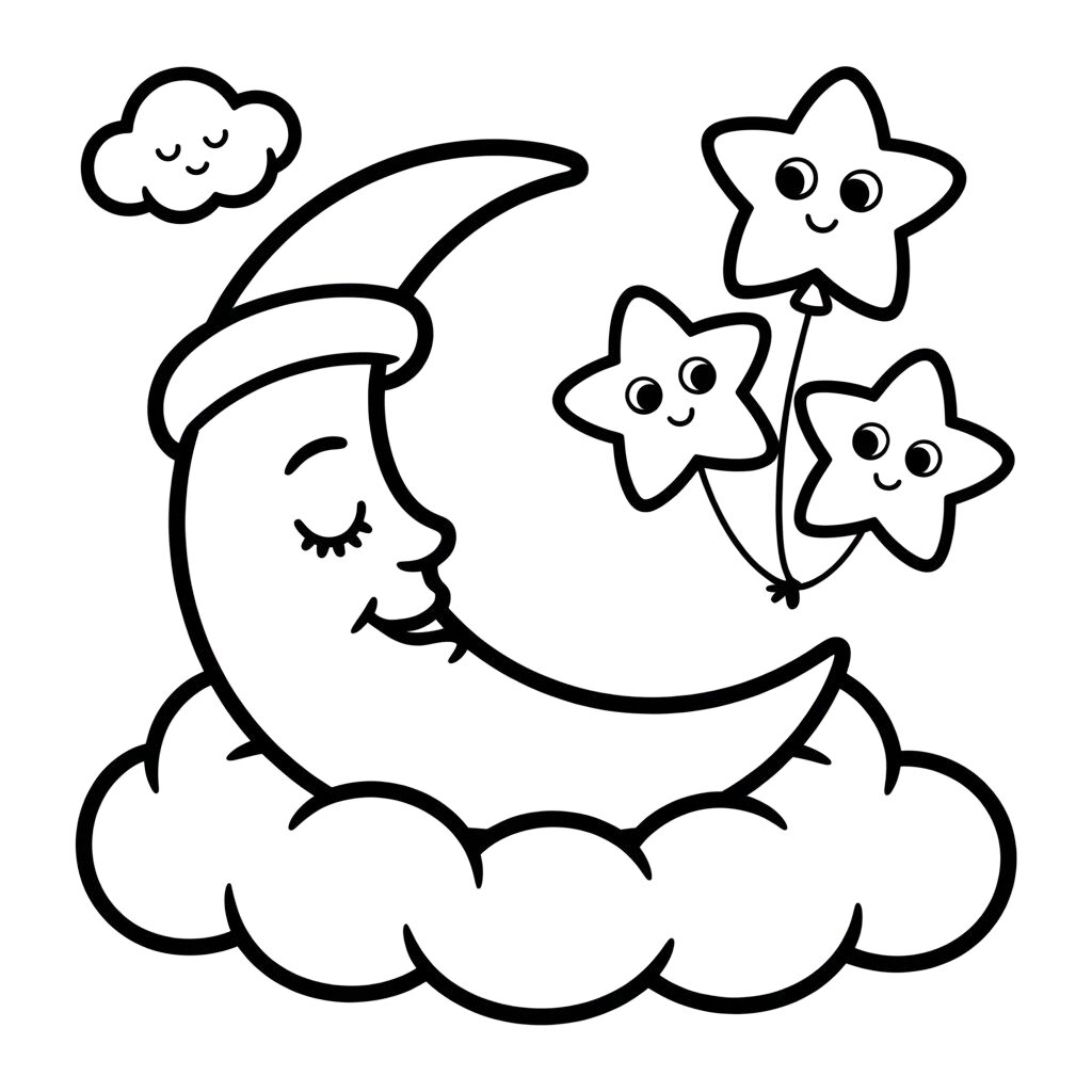 Lachende sterren in de nacht print