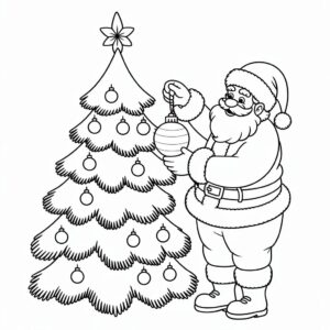 Pallina con Babbo Natale facile da colorare