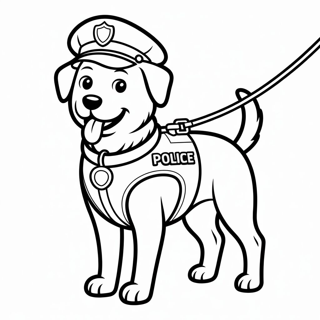 Polizeihund Ausmalvorlage kostenlos und einfach