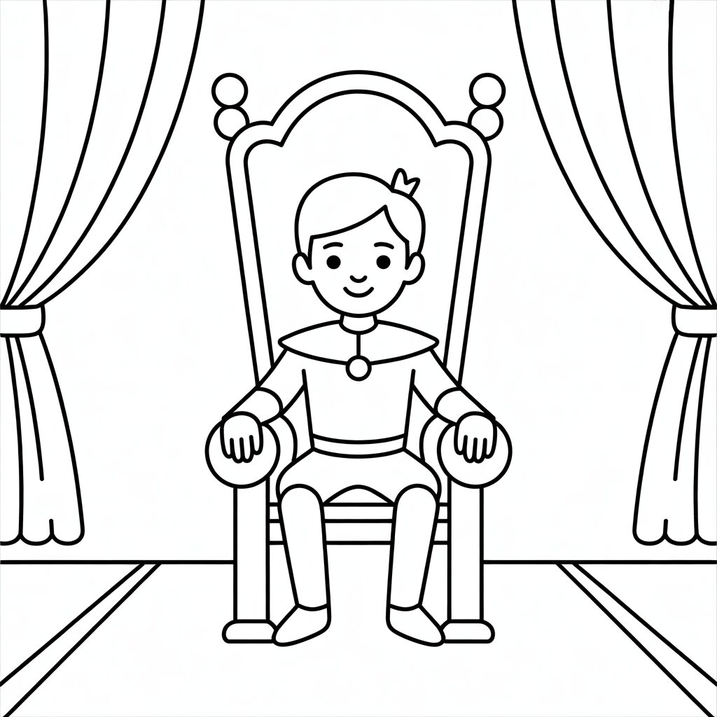 Prins op de troon kleurplaat gratis