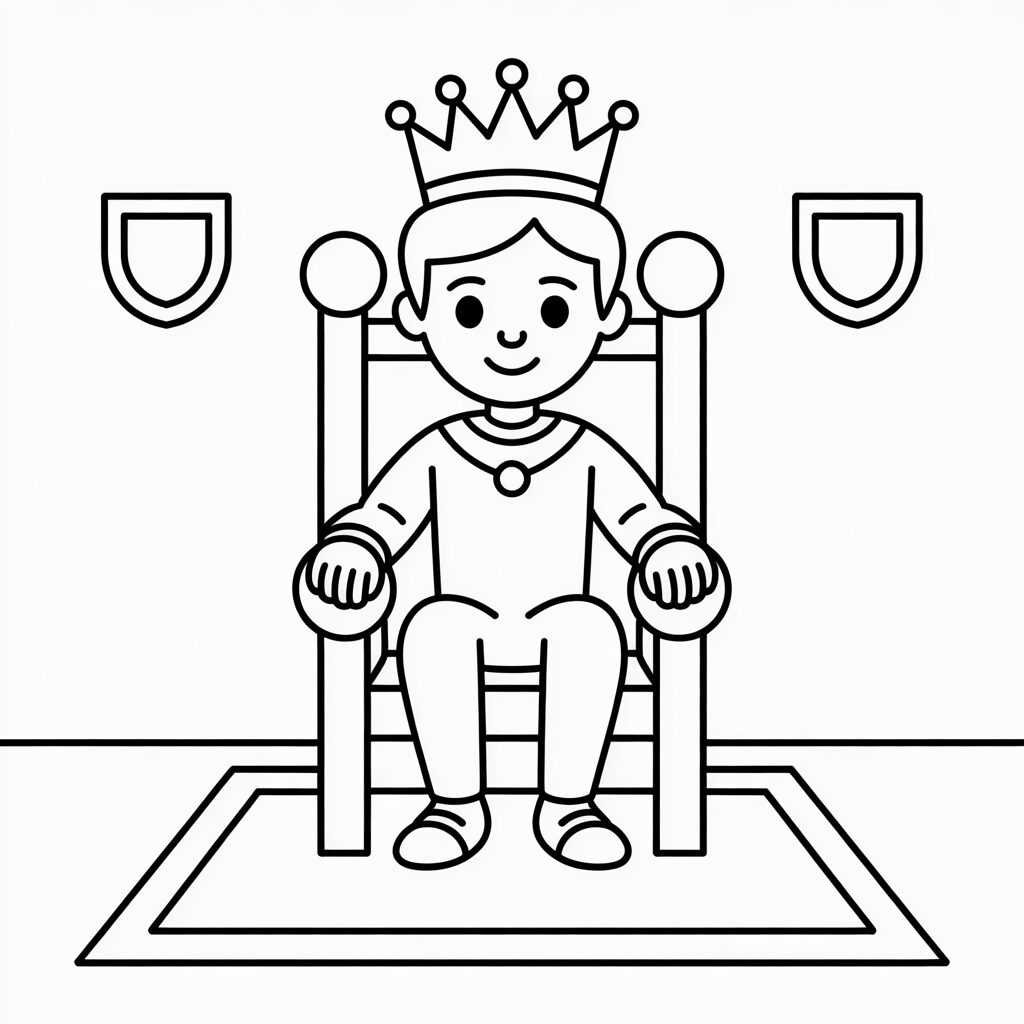 Prins op de troon print en kleur