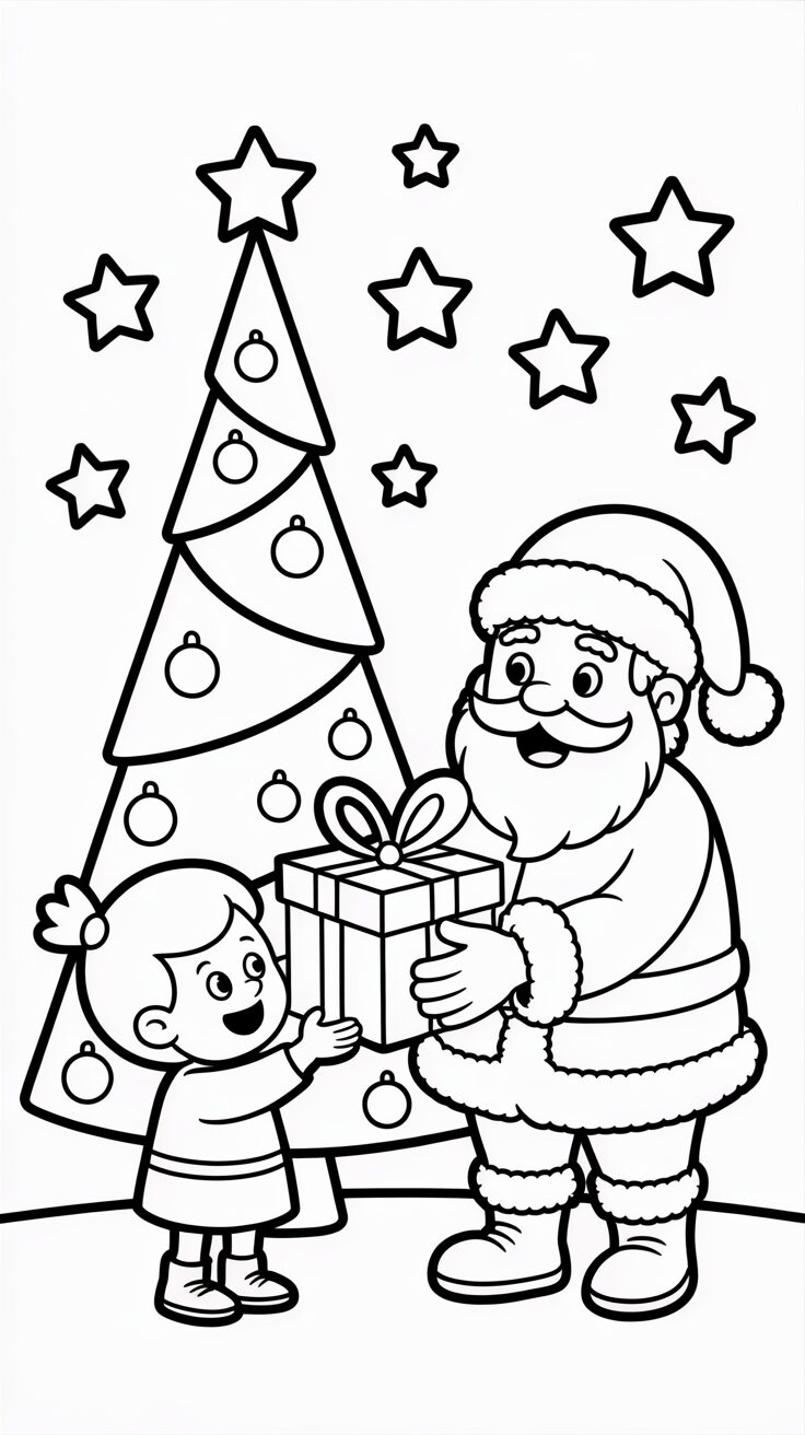 Print Kerstman deelt cadeautjes uit – helemaal gratis