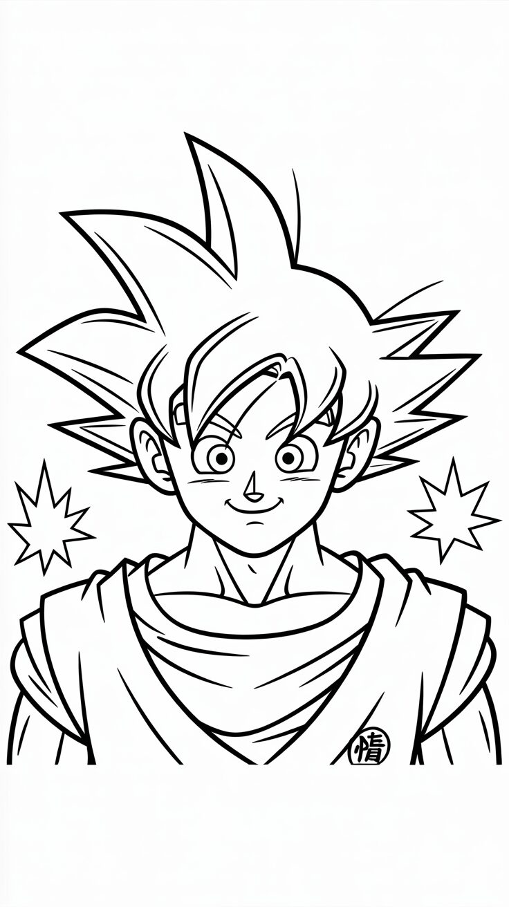 Printbare Goku die glimlacht tekening