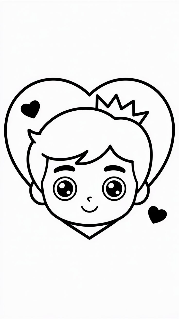 Printbare chibi hoofd van prins tekening