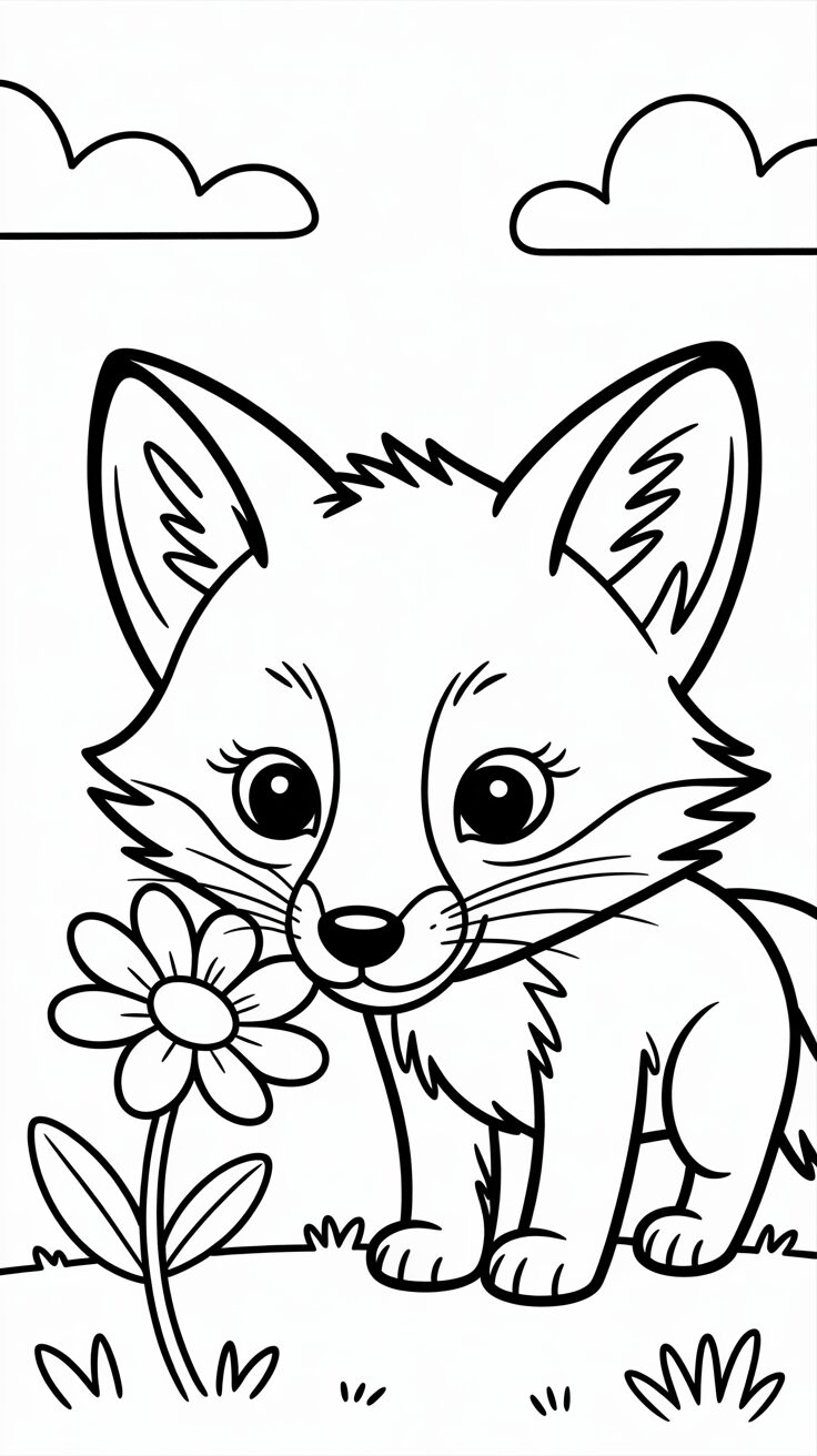 Schattige vosjes kleurplaat om te printen