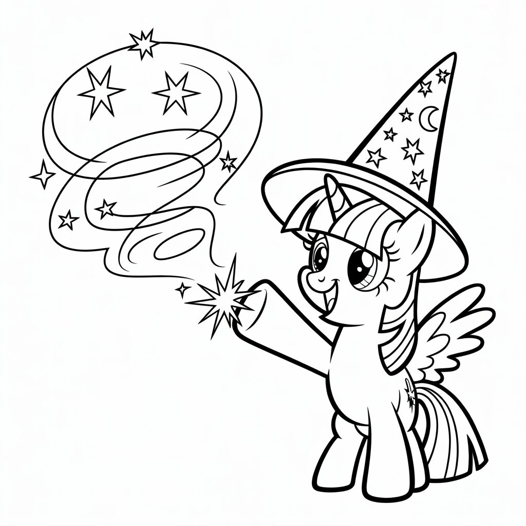 Tovenares Eenhoorn met Hoed – Kleurplaat Magie