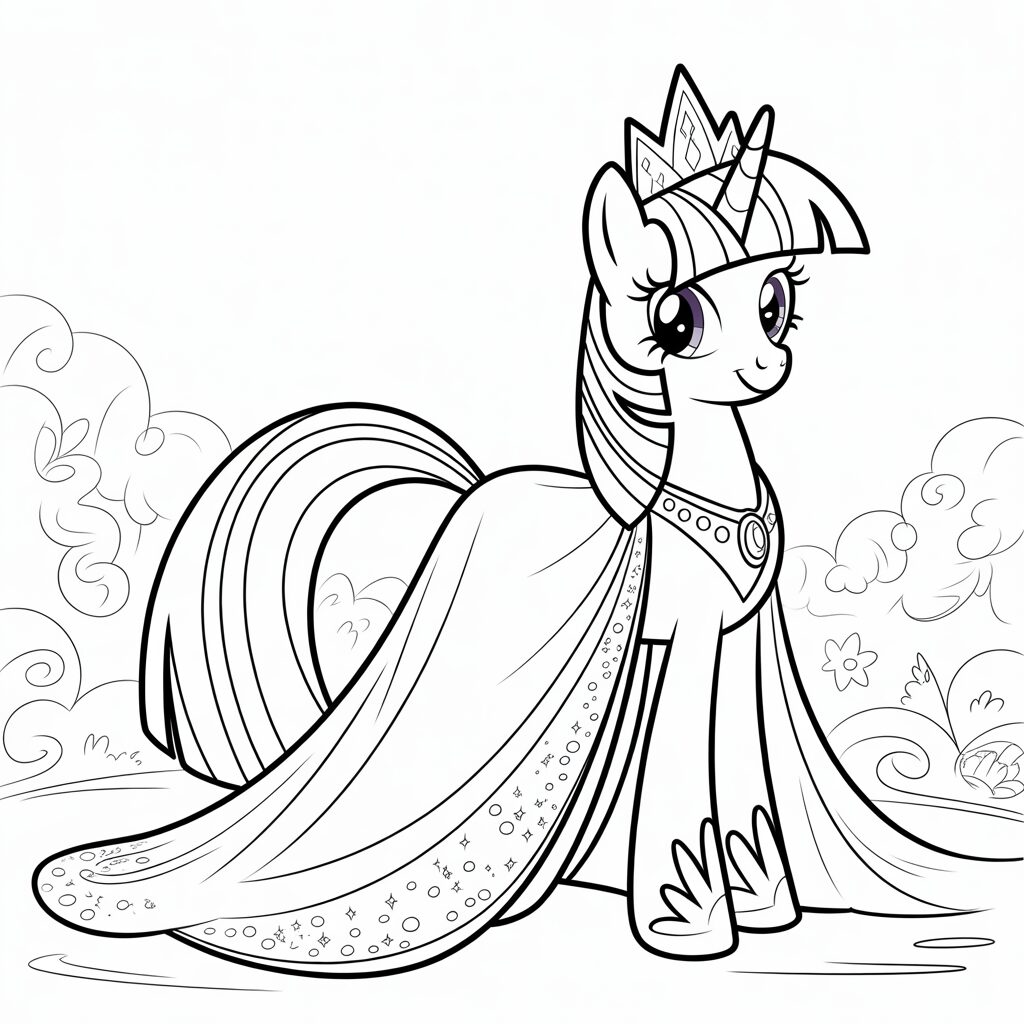 Twilight Sparkle als Prinses – Gratis Kleurplaat