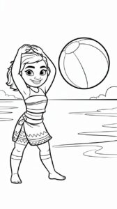 Vaiana in een sportieve outfit kleurplaat PDF