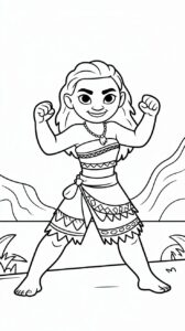 Vaiana in een sportieve outfit kleurplaat downloaden