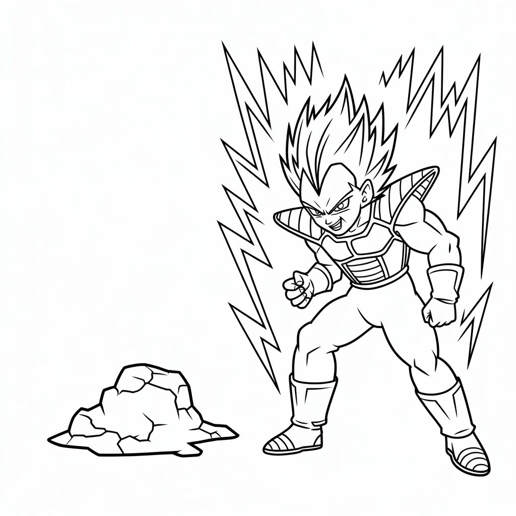 Vegeta in gevechtshouding printbare PDF