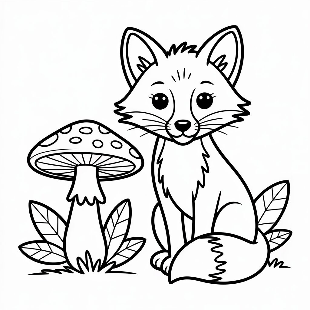 Vos in de herfst kleurplaat om te downloaden