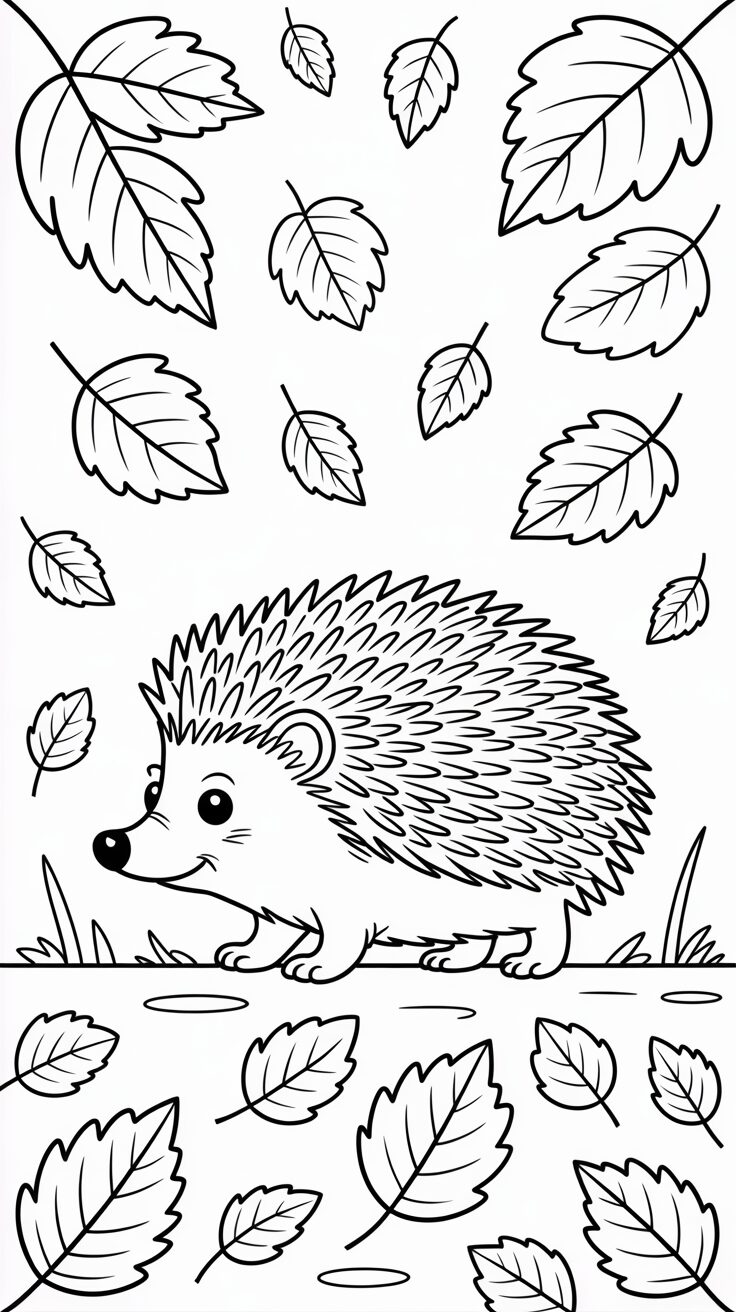 Waldbewohner im Herbst Ausmalbild kostenlos als PDF