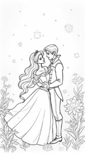 bruiloft prins en prinses kleurplaat