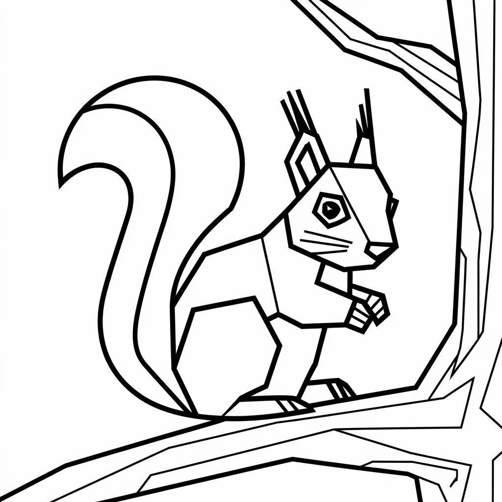 eekhoorn in boom kleurplaat