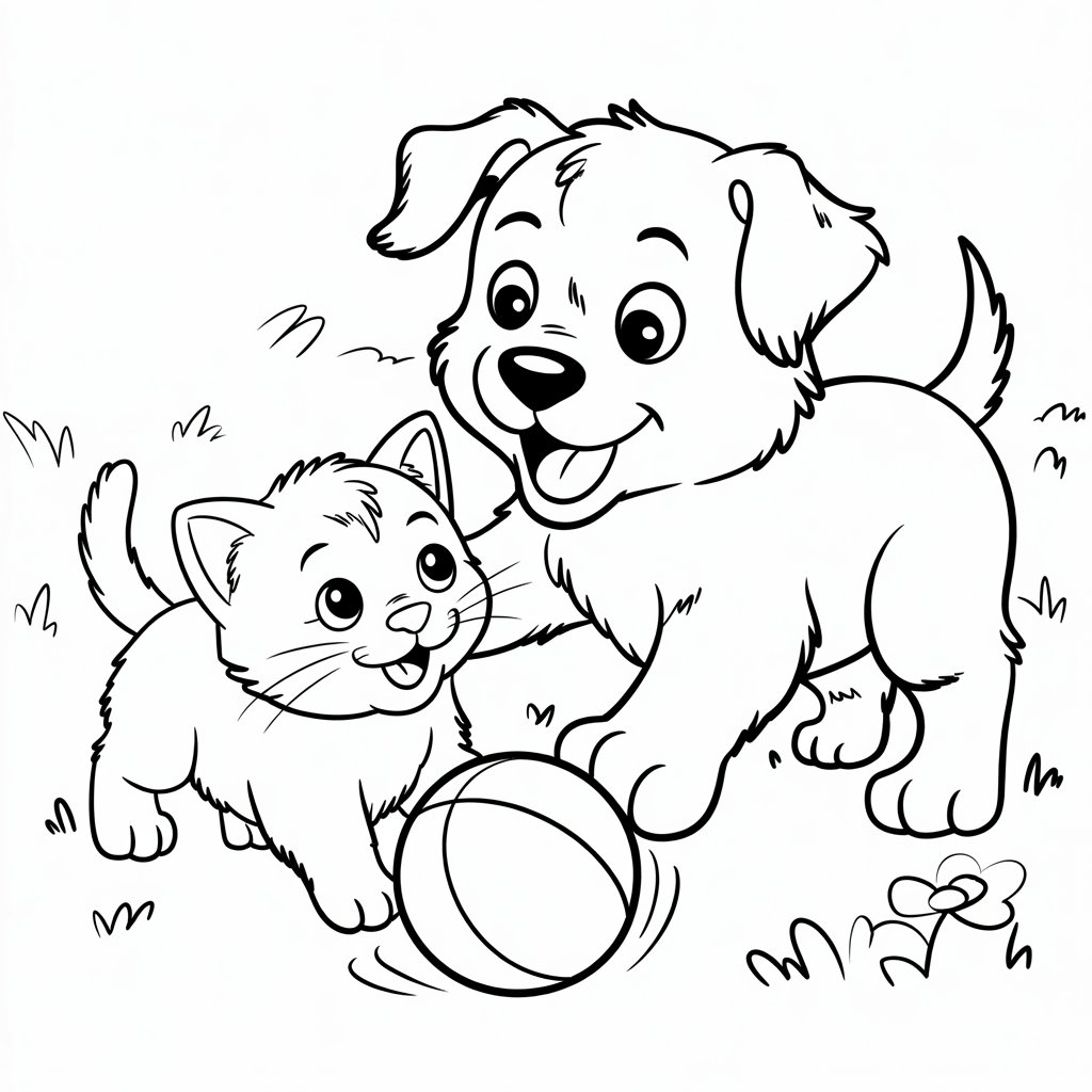 hund und katze ausmalbild