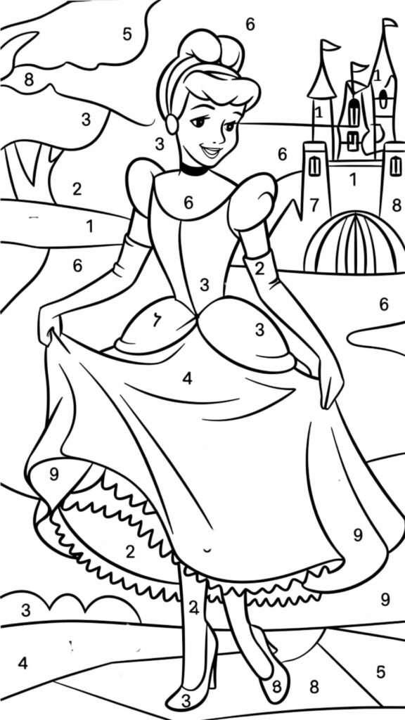 kleuren op nummer disney