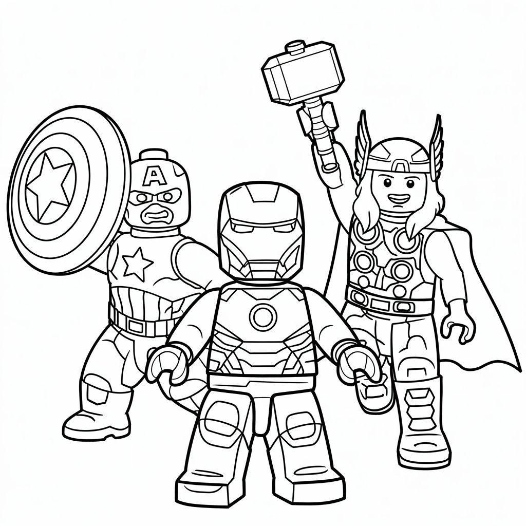 kleurplaat avengers lego