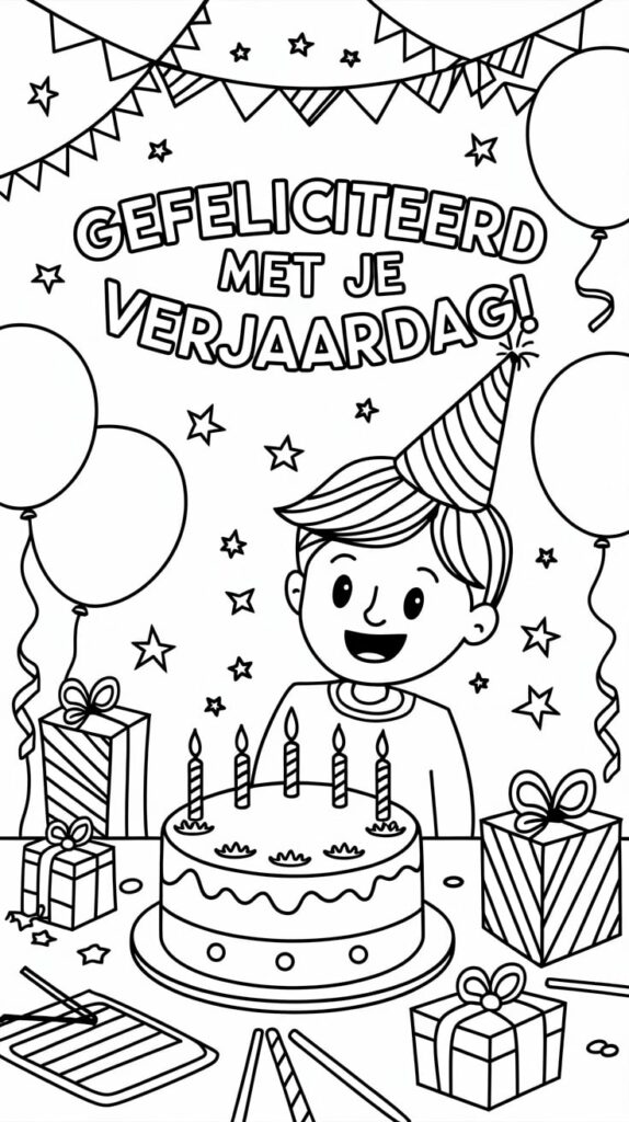 kleurplaat feest verjaardag