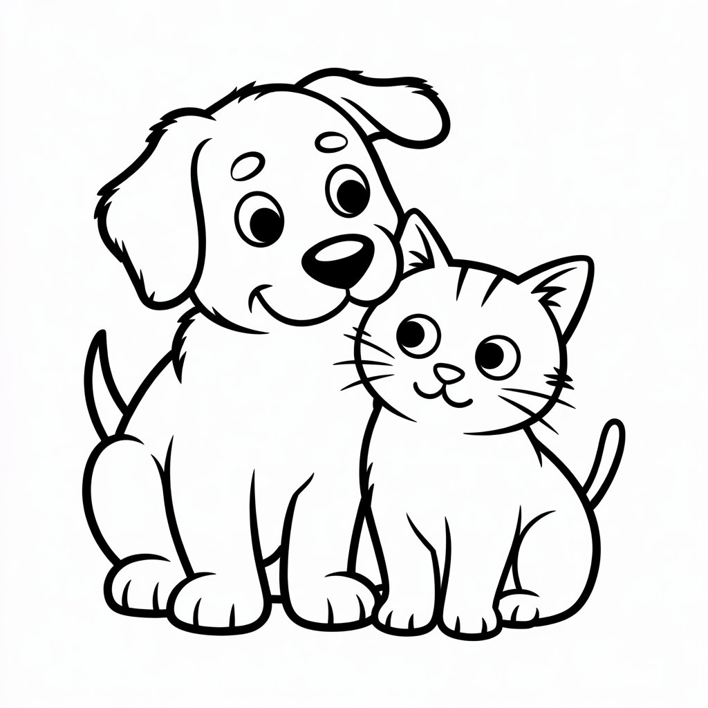 ausmalbild hund und katze