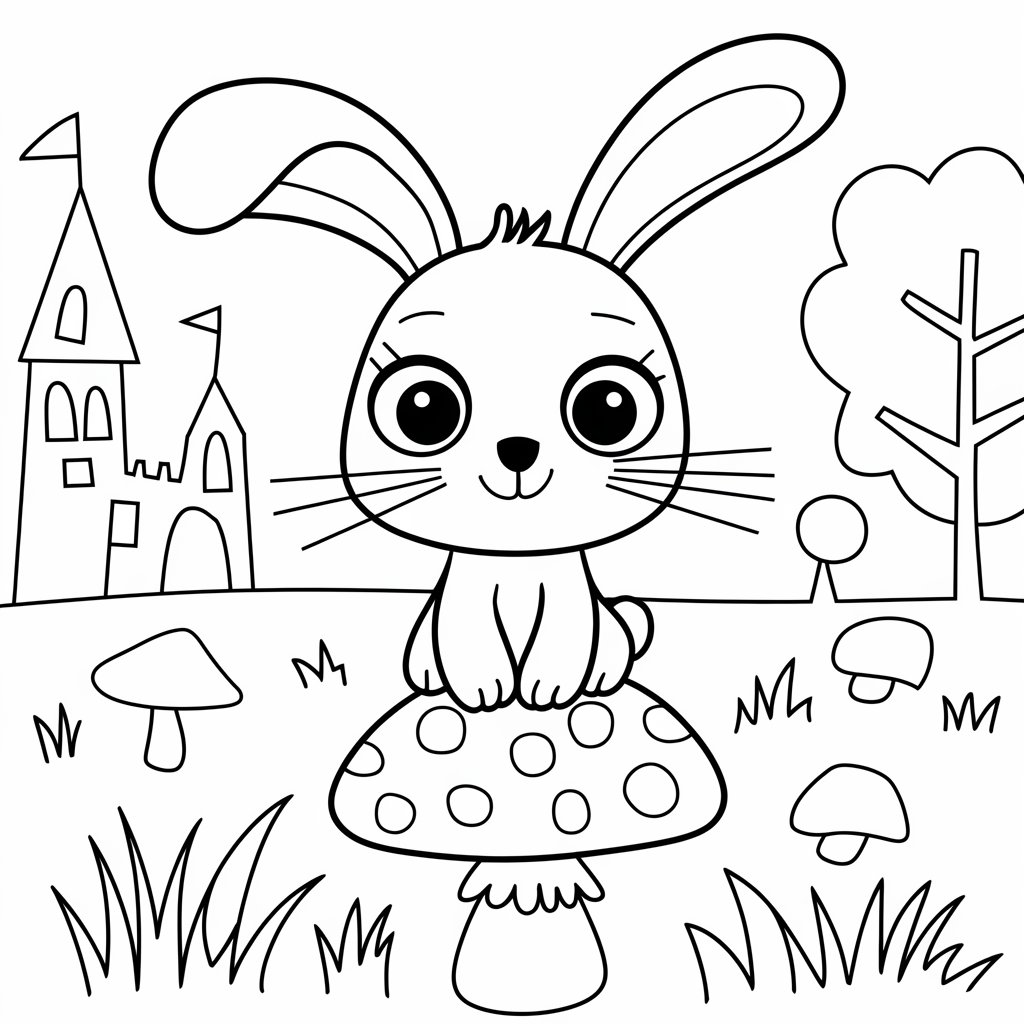 kleurplaat kawaii konijn