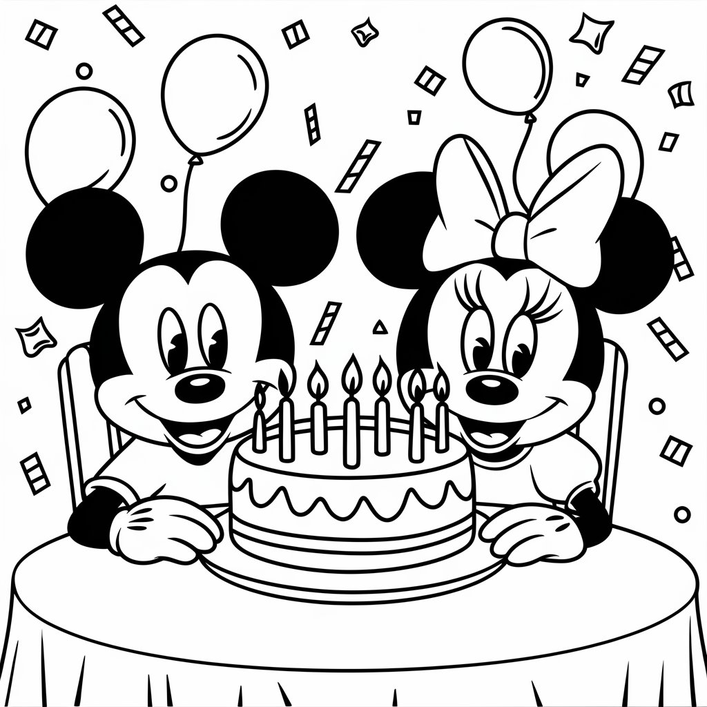 kleurplaat mickey mouse verjaardag