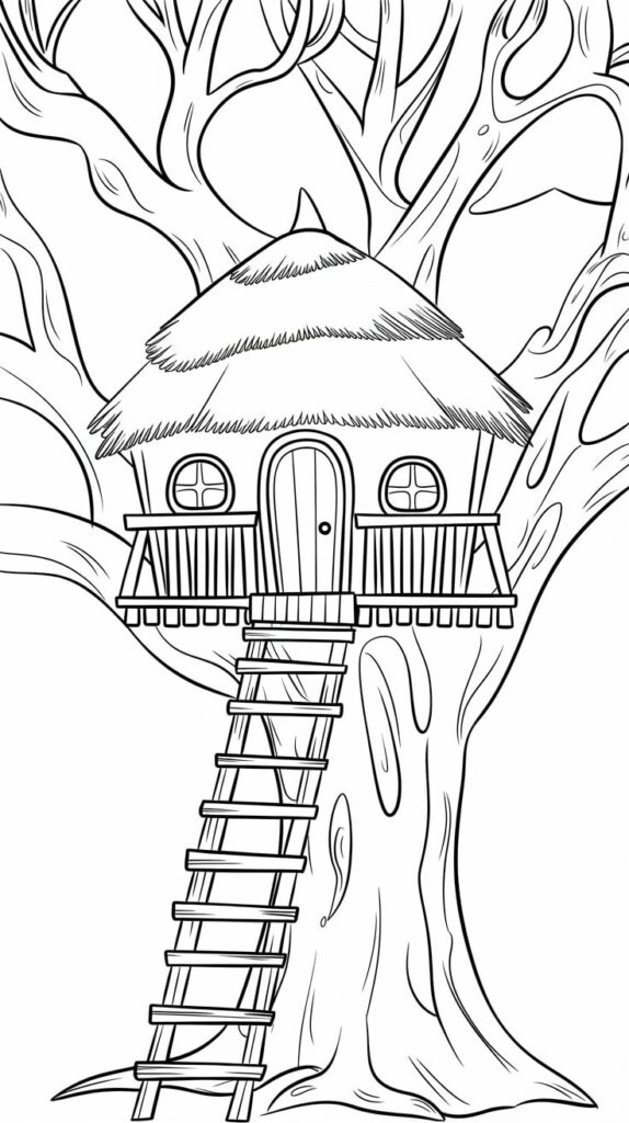 coloring page of a house