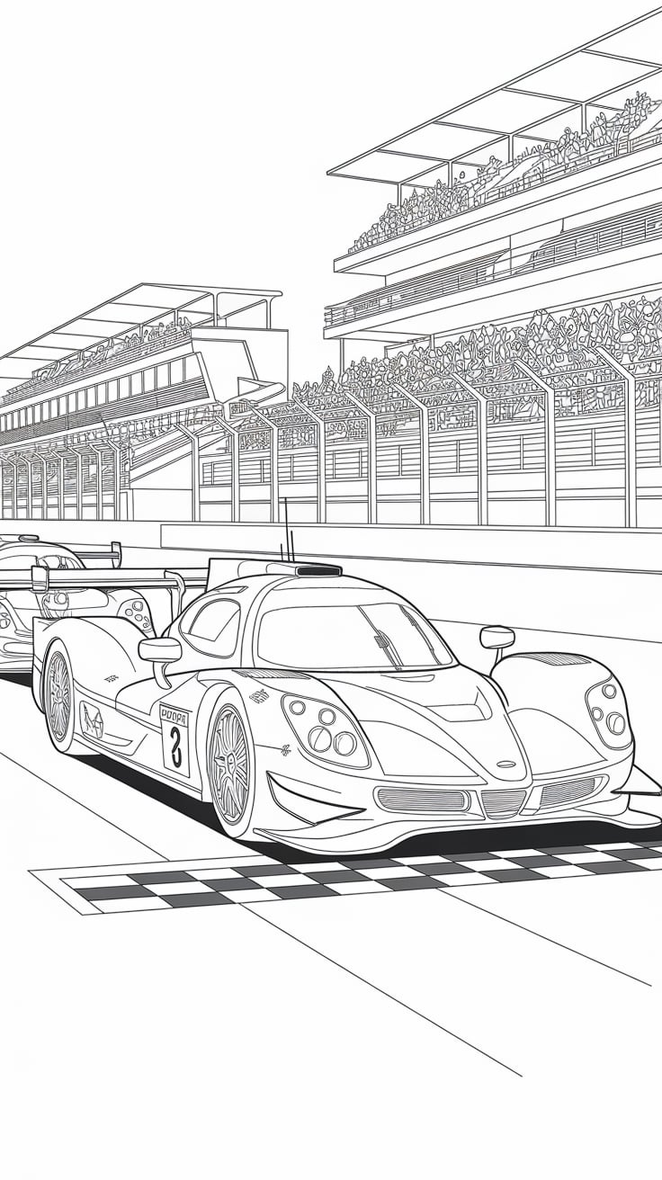 kleurplaat race auto