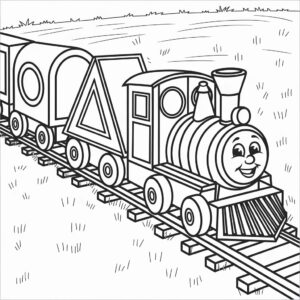 coloring book pages of trains